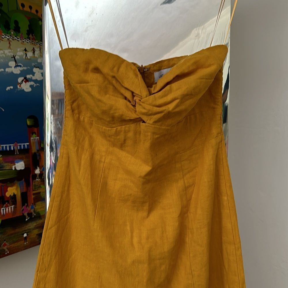 NEW Lost + Wander Elia Strapless Linen & Cotton Midi Dress - size small - Picture 8 of 9